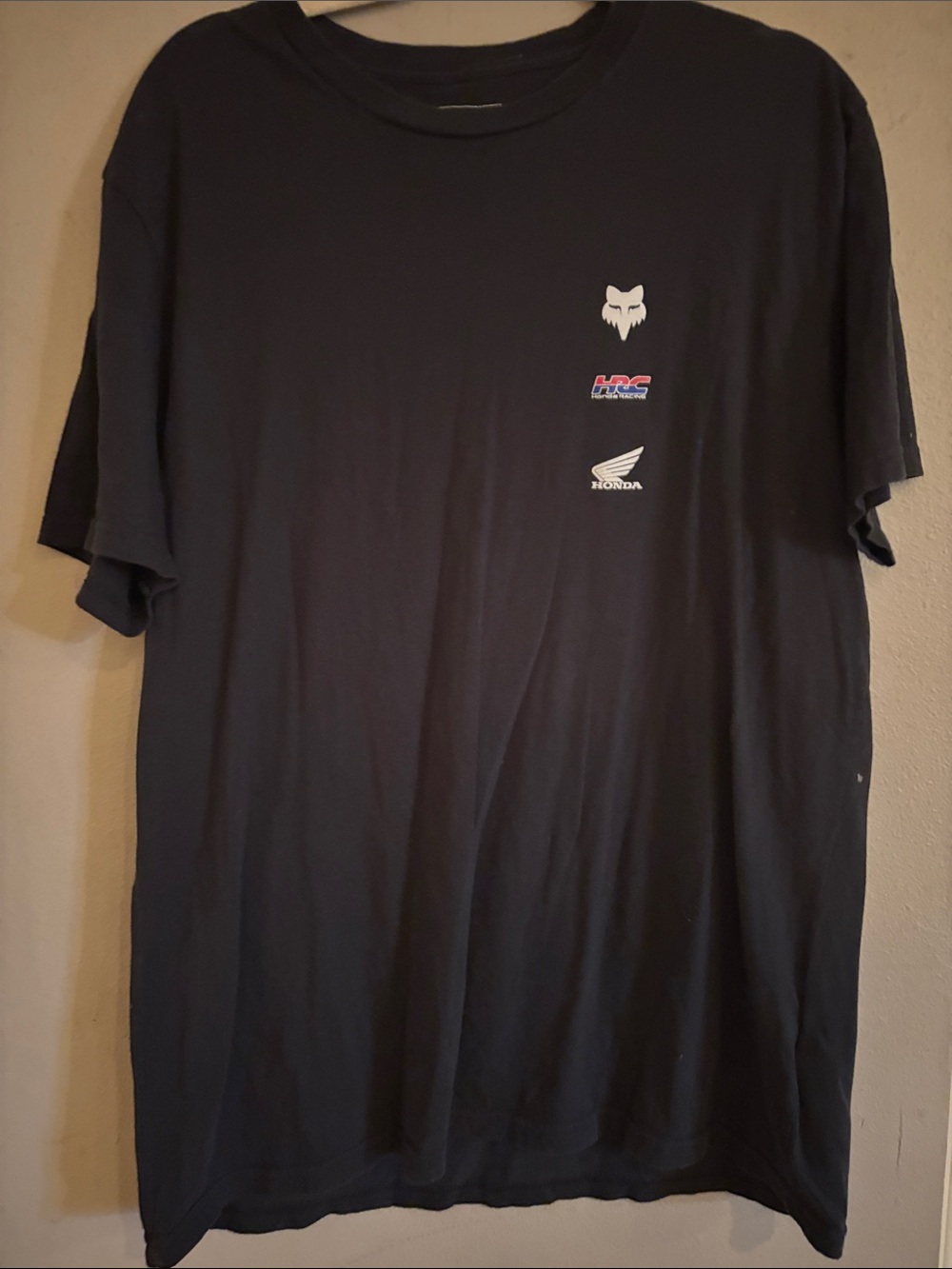 Fox Black Short Sleeve Tee with Small White and Red Logos